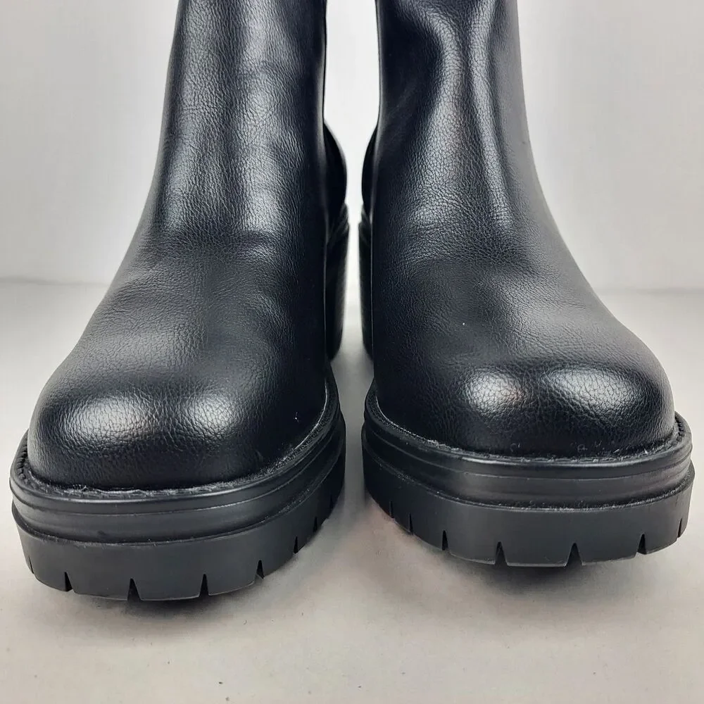 MIA Rusty Chelsea Pull On Lug Sole Booties Black Elastic Closure Size 11